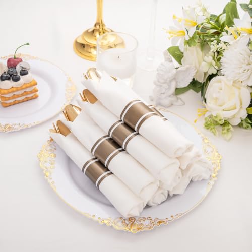 400PCS Gold Wrapped Silverware Disposable Fancy for Parties Weddings (400 Count)