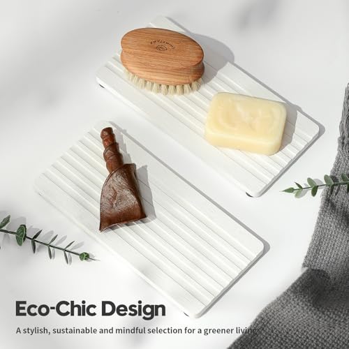 2PCS Diatomite Quick Stone Drying Tray Mat for Bathroom & Kitchen Counter (2 Count)