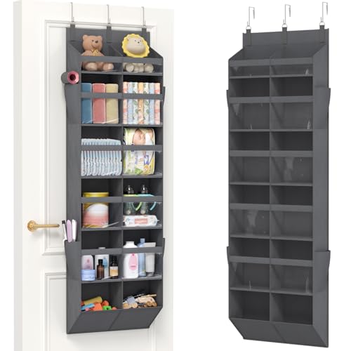 1 Pack Over the Door Organizer 12 Section Hanging Storage Dark Gray