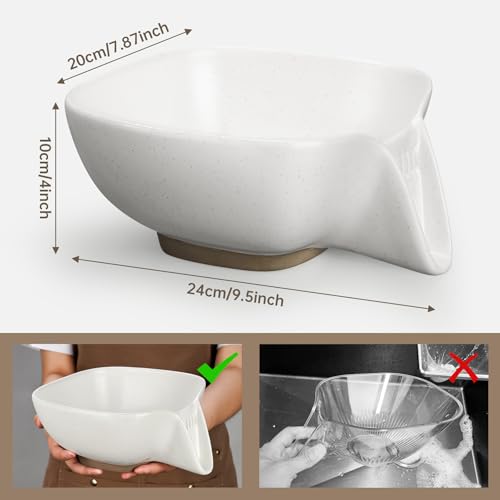 Ceramic Food Strainer with Integrated Drain Spout
