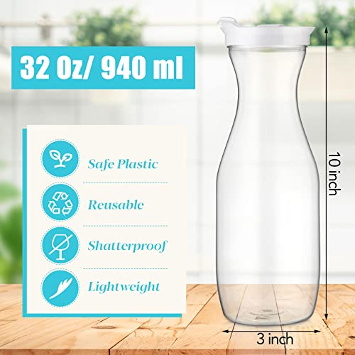 6 Pcs Plastic Water Carafe with Lid 32 Oz Clear (6 Count)