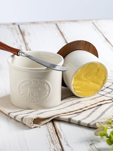 Cow Butter Crock with Lid for Countertop