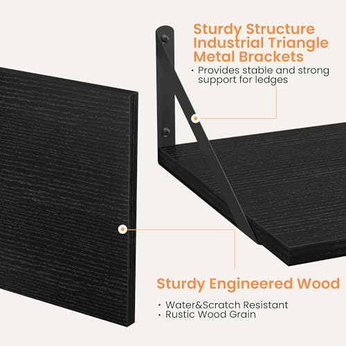 28W x 12D Deep Floating Shelves Set of 2 Black (2 Count)