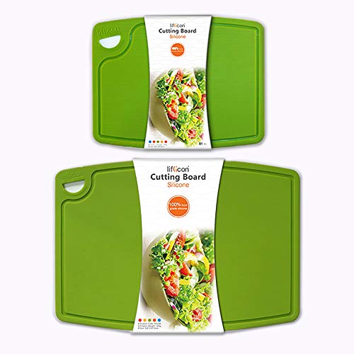 Thick Cutting Boards for Kitchen Silicone Chopping Board Set of 2 Mid 12.6'' x 9.1” (2 Count)