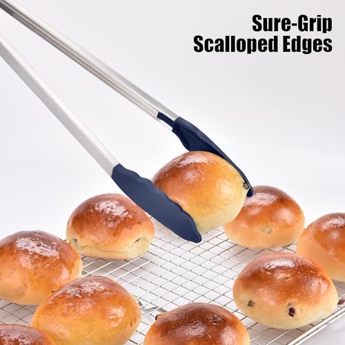 Kitchen Tongs with Silicone Tips for Cooking Serving