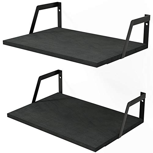 Floating Shelves Wall Mounted Set of 2 Rustic Wood Shelves with Large Capacity (2 Count)