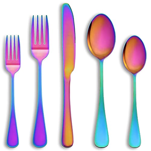 40 Pcs Rainbow Silverware Set Service for 8 (40 Count)