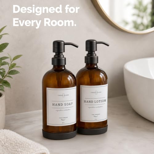 Amber Glass Soap Dispenser (2 Count)