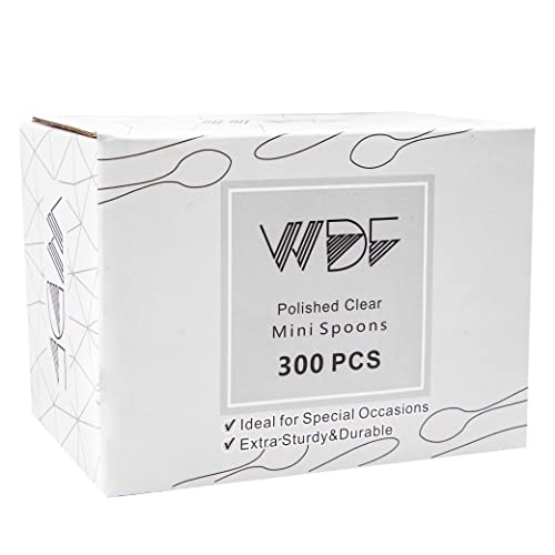 300 Pieces Clear Plastic Mini Spoons for Desserts 4 Inches Clear Plastic Spoons Heavy Duty Perfect for Cake (300 Count)