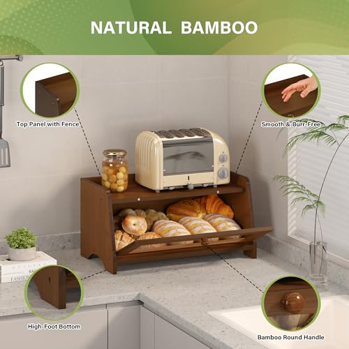 Double Layer Bread Box for Kitchen Countertop