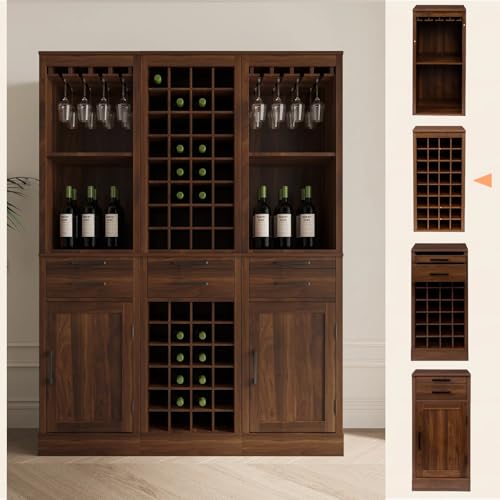 8 Tier Freestanding Wine Rack Wood