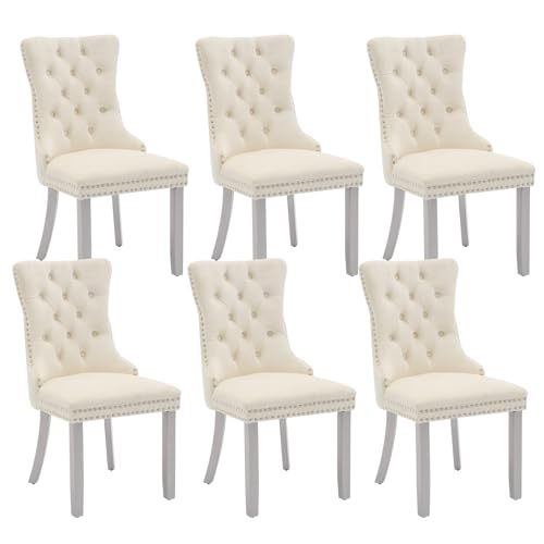 Cream Velvet Dining Chairs Set of 6 (6 Count)