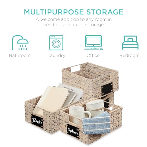 Set of 4 9x12in Water Hyacinth Pantry Baskets (4 Count)