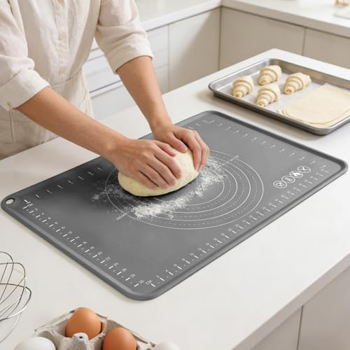 Silicone Pastry Mat 24" x 16" Baking Mat with Measurements and Edge Heightening