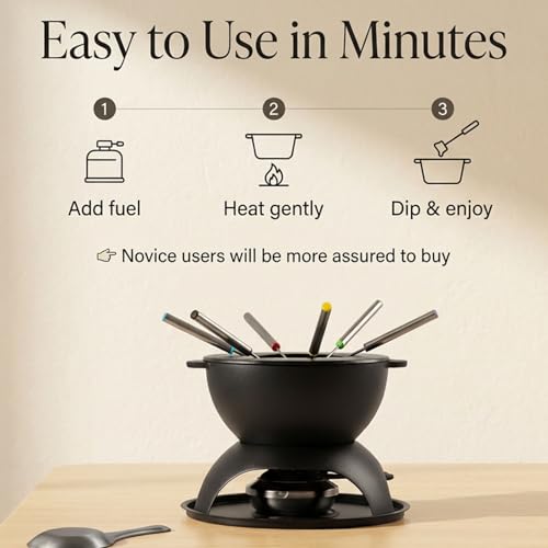 Cast Iron Cheese Fondue Pot Set for 4