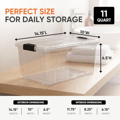11 Quart Clear Plastic Storage Boxes with Lids (4 Count)
