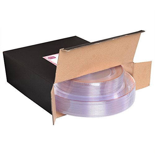 60 Pcs Rose Gold Plastic Plates (30 Count)