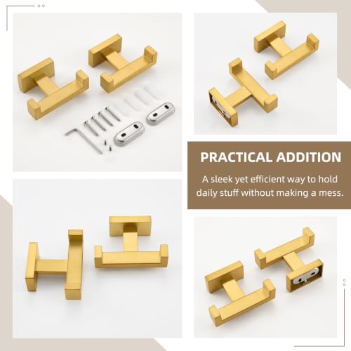 Double Towel Hook Brushed Dark Gold (2 Count)
