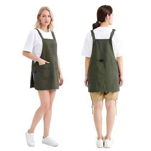 Waterproof Reversible Adjustable Bib Apron with 6