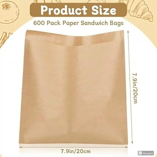 600 Pack Wax Paper Sandwich Bags for Sandwich (600 Count)