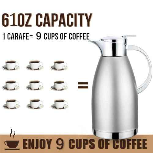 61oz Coffee Carafe Airpot Insulated Coffee Urn Stainless Steel Vacuum Thermal Pot Flask Dispenser for Coffee