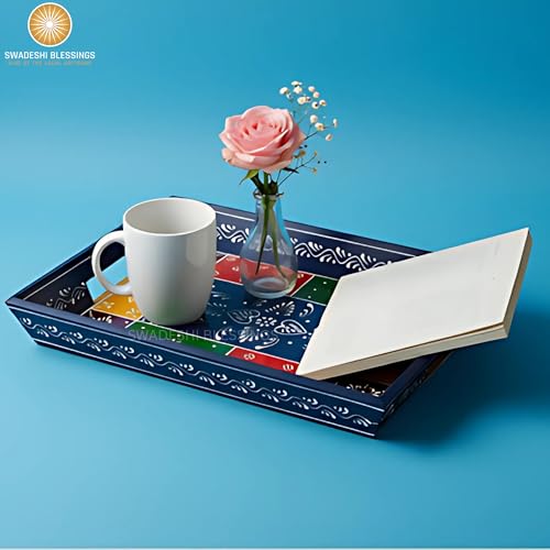 Hand Painted Wooden Serving Tray Set of 3