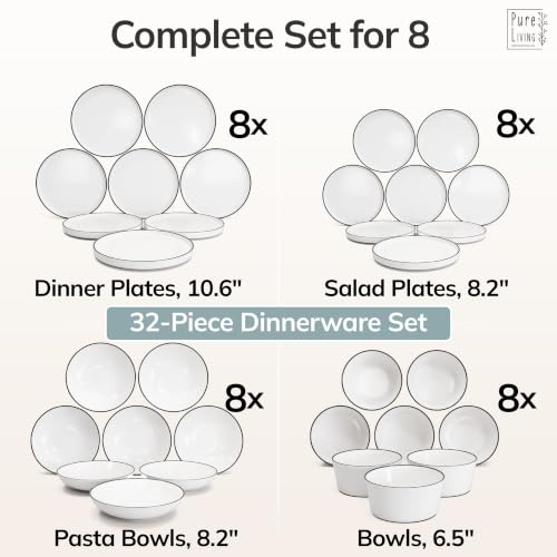 32 Piece White Dinnerware Set for 8 (32 Count)