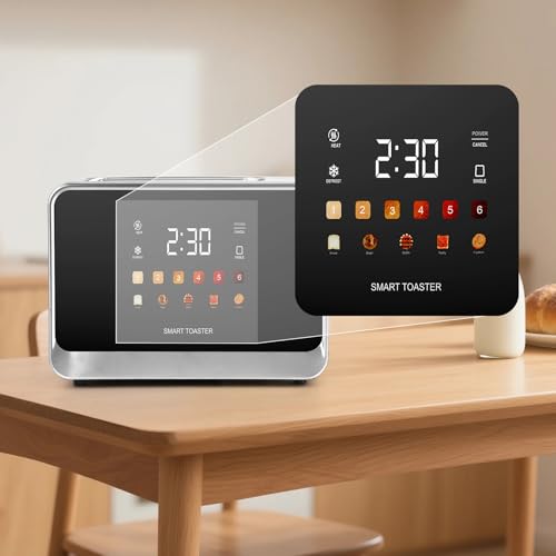 Toaster Touch Screen Toaster 2 Slice with LCD Display Stainless Steel Digital Timer Toasters 6 Bread Types& 6 Shade Settings Smart Extra Wide Slots Tostadora With Bagel Cancel