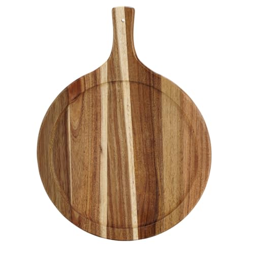 Acacia Wood Round Cutting Board with Handle