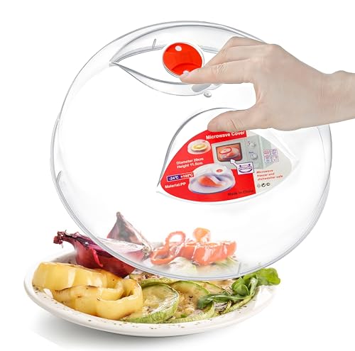 Large Microwave Cover for Food Easy Grip Microwave Splatter Cover Guard Lid with Steam Vent and BPA Free & 11.5 Inch