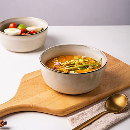 Ceramic Cereal Bowls Set of 2 for Kitchen (2 Count)