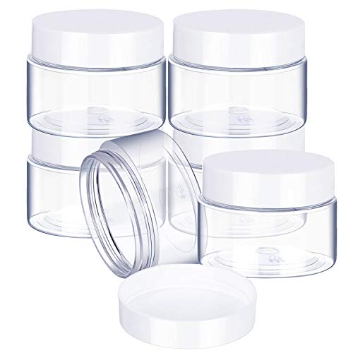 6 Pack 6 oz Plastic Jars Containers with Lids (6 Count)