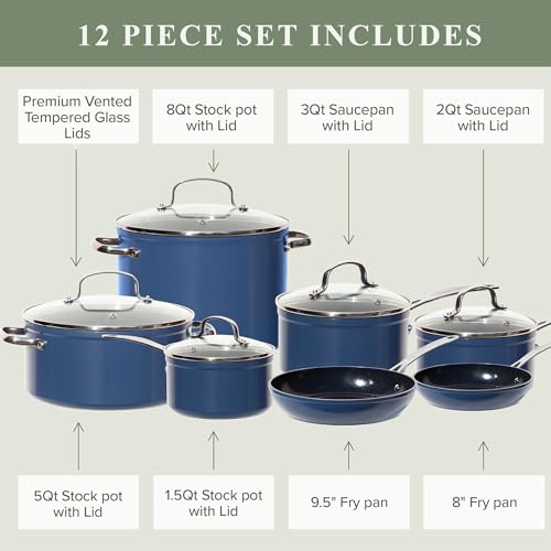 Healthy Duralon Blue Ceramic Nonstick Cookware Set