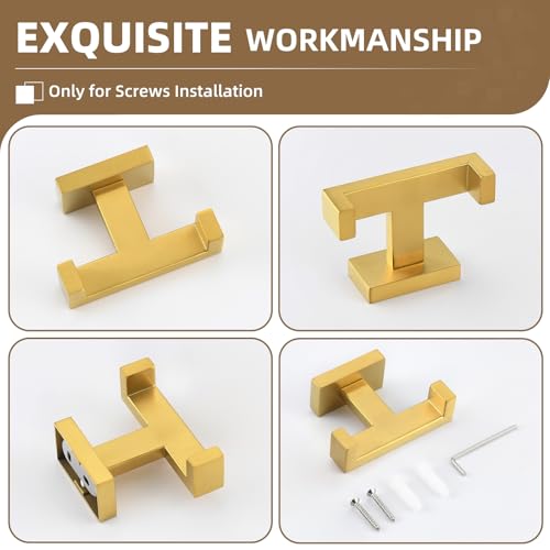Double Towel Hook Brushed Gold