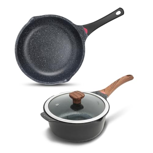 4QT Sauce Pan & 12.5IN Skillet Set with Lids (2 Count)
