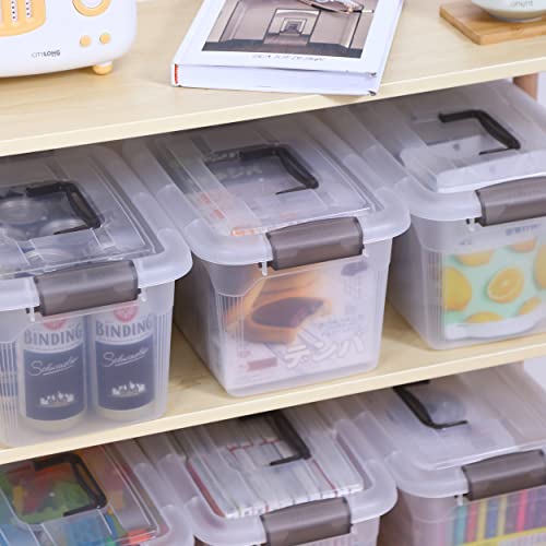 4 Packs 8.5 QT Storage Bins with Lids Clear Plastic Bins with Grey Handle Stackable Storage Containers for Organizing (4 Count)