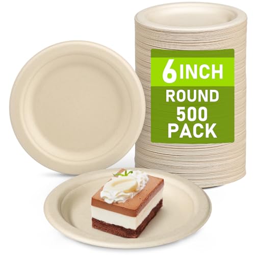 6 inch Paper Plates Bulk 500 Pack (500 Count)
