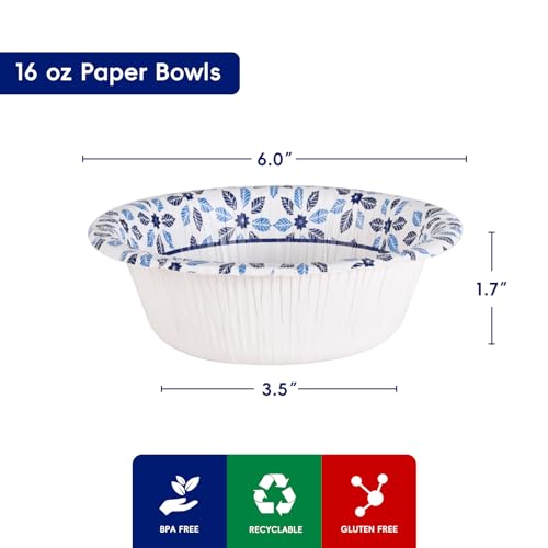 16 oz Paper Bowls 156 Count Soak Proof