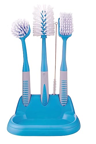 Dish Brush Set of 5 with Convenient Holder (3 Count)