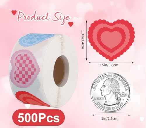 500 Heart Stickers Roll (500 Count)