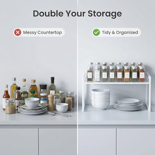 Stackable Kitchen Cabinet Organizer Shelf Pantry Rack (2 Count)