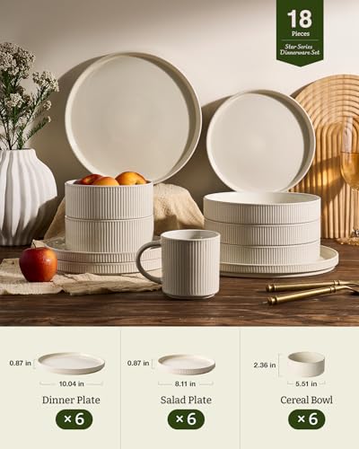 Stoneware Dishes Dinnerware Sets for 6 (18 Count)