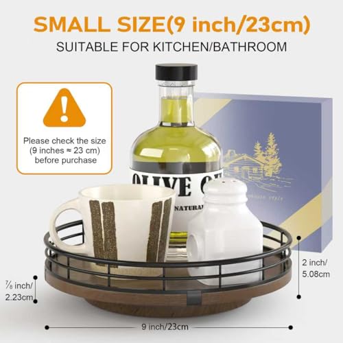 9 Inch Farmhouse Oak Lazy Susan Cabinet Organizer