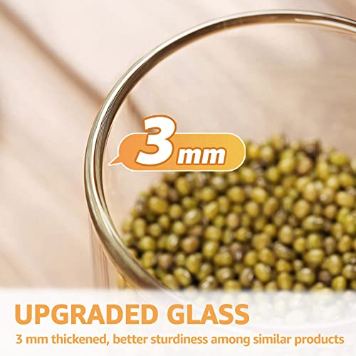 12 Oz Glass Jars with Bamboo Lid 3mm Thick Upgrade Clear (8 Count)