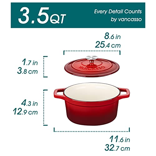 3.5 Qt Enameled Cast Iron Dutch Oven with Lid & Handles