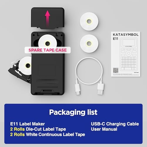 E11 Keyboard & Bluetooth Label Maker Machine with 4 Tapes (4 Count)