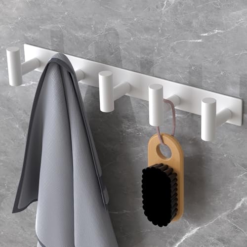White Stainless Steel Wall Coat Racks with 5 T