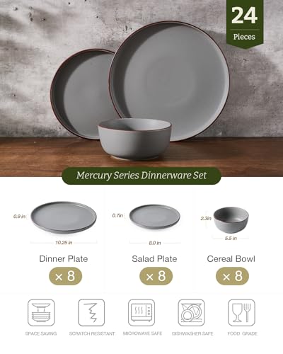 Mercury 24 Piece Stoneware Dinnerware Set