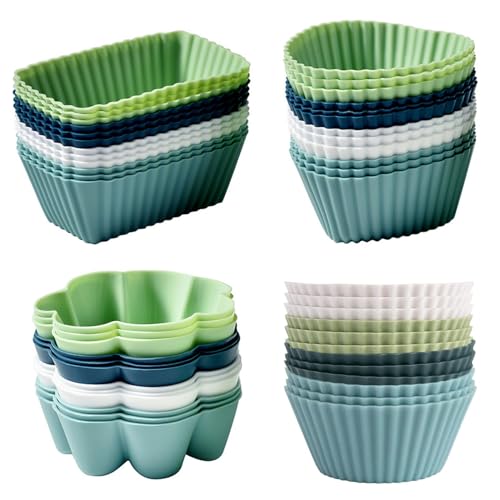 48 Pack Reusable Silicone Muffin Cups