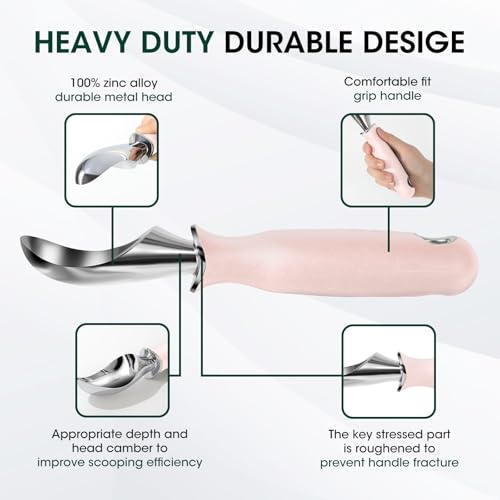 Premium Heavy Duty Ice Cream Scoop with Ergonomic Grip Handle